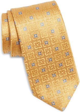 Canali Medallion Silk Tie in Yellow at Nordstrom