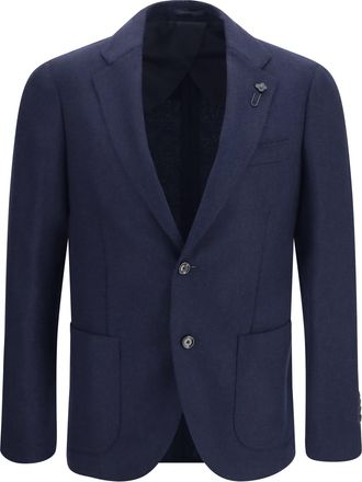 Lardini Mens Jacket Single-Breasted Wool And Cashmere Blue Merino (ovis Aries)