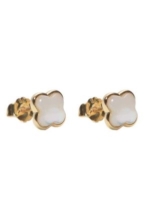 Argento Vivo Mother-of-Pearl Clover Stud Earrings in Gold at Nordstrom