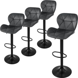 ML Design Ml-design - Juego De 4x Taburetes De Bar Tapizados En Piel Sint&eacute;tica Pu Gris Sillas Con Respaldo Ergon&oacute;mico Y Reposapi&eacute;s Asiento C&oacute;modo De Mostrador R