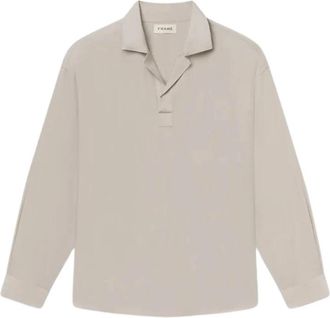 Frame Denim Linnen Henley Shirt - Heren - Polos - Beige - S - Linnen - Tops