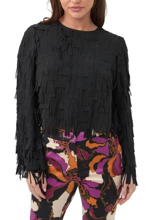 Trina Turk Chinaberry Fringe Top in Black at Nordstrom, Size X-Large