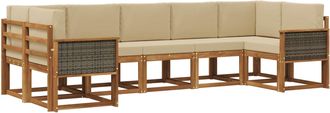 vidaXL Conjunto De Sof&aacute;s De Exterior 7 Uds. Natural Y Beige Vidaxl