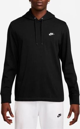 Nike Club Cotton Brushed Fleece Hoodie in Black/White at Nordstrom Rack, Size X-Large