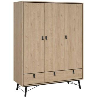 Dmora Guardaroba 3 ante Claribe, Mobile camera da letto, Cabina armadio portabiti, Armadio appendiabiti, 150x60 h200 cm, Rovere - Dmora