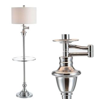 Jonathan Y Designs Cora 60 Metal/Glass LED Side Table and Floor Lamp in Chrome at Nordstrom