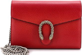 Gucci Red Leather Dionysus Chain Wallet With Embellished Detail Small (Authentic Pre-Loved)