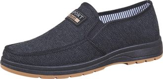 Generic All Season Mens Fashion Casual Footwear Flat Non Slip Lightweight Cloth Upper Slip On Style Comfortable Spring Color Design (Black, 6.5)