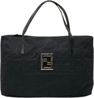 Fendi Pre-owned Tote Bags, female, Black, Size: ONE SIZE Pre-owned Nylon Tote Bag
