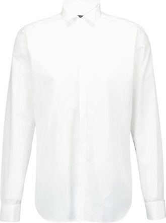 Corneliani Klassieke Witte Katoenen Knoopshirt - Heren - Zakelijke Overhemden - Wit - M - Katoen - Overhemden