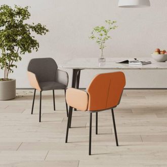 vidaXL Sillas De Comedor 2 Unidades Cuero Sint&eacute;tico Y Tela Gris Oscuro Vidaxl