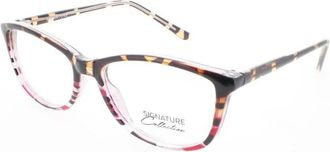 Signature Ladies Red Rectangular Eyeglass Frames S7006TortToRedStripe51