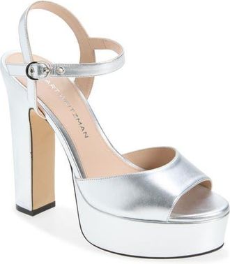 Stuart Weitzman Reade Platform Sandal in Silver at Nordstrom, Size 10.5