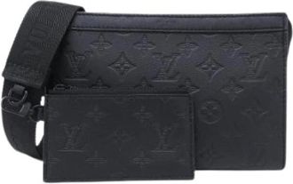 Louis Vuitton Pre-owned Monogram Shadow Gaston Wearable Wallet Schoudertas - Dames - Vintage Schoudertas - Zwart - ONE Size - Leer - Vintage