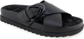 Aerosoles Lago Flatform Slide Sandal in Black Leather at Nordstrom Rack, Size 7.5