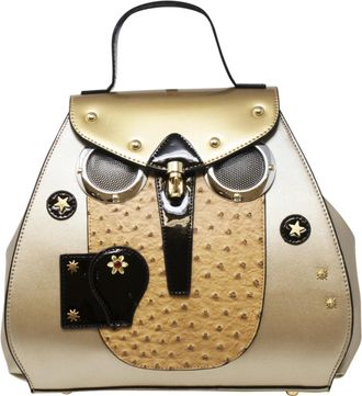 Generic Ladies Unique Style Owl Shaped Grab Handle Tote Bag Eye Catching Cross Body Women Shoulder Hand Bag (Golden)