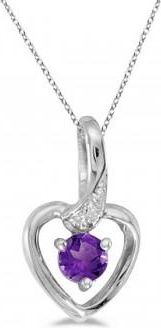 Allurez Amethyst and Diamond Heart Pendant Necklace 14k White Gold