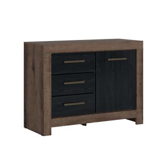 Petits Meubles Buf&eacute; 1 puerta 3 cajones paneles de aglomerado madera y negro