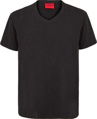 HUGO BOSS Hugo Heren effen V-hals T-shirt (Zwart)