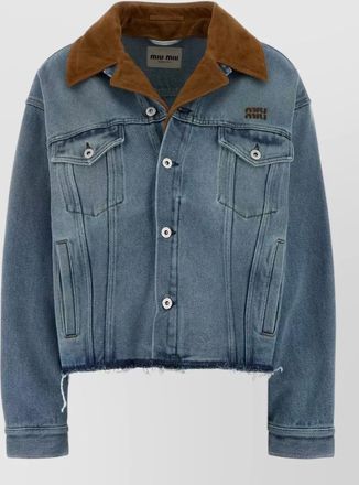 Miu Miu denim oversized cropped jacket