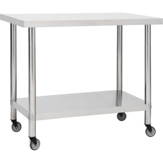 vidaXL Vidaxl - Mesa De Trabajo Para Cocina Con Ruedas Acero Inox 80x60x85 Cm