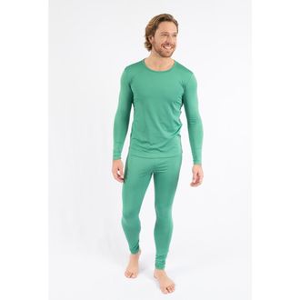 Leveret Mens Two-Piece Thermal Long Sleeve Solid Pajamas in Green at Nordstrom, Size Xx-Large