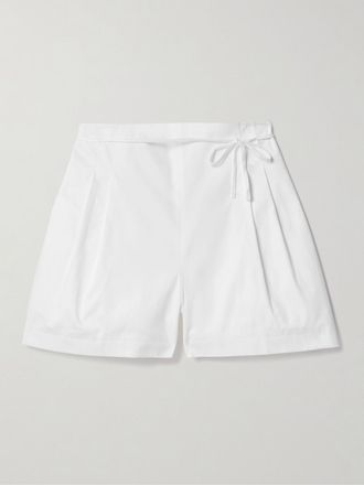 Carolina Herrera Shorts In Misto Cotone Con Pinces E Cintura - Bianco