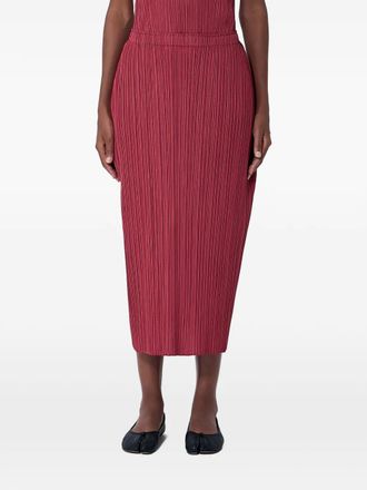 Pleats Please Issey Miyake pleated midi skirt - women - Polyester - 5 - Red