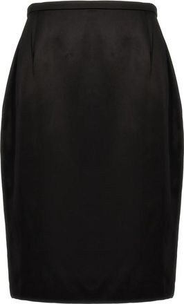 Saint Laurent Satijnen Kokerrok - Dames - Leren & Su&egrave;de rokken - Zwart - S - Satijn - Rokken