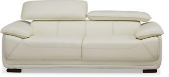 VENTE-UNIQUE.COM Sof&aacute; fijo piel 3 plazas marfil 204x97cm