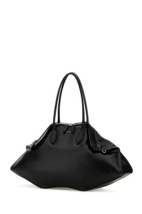 Alexander McQueen Womens Black Leather Maxi Manta Shoulder Bag Blacksilver Borse A Mano