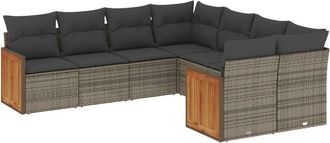 vidaXL Vidaxl - Set De Sof&aacute;s De Jard&iacute;n 8 Pzas Y Cojines Rat&aacute;n Sint&eacute;tico Gris