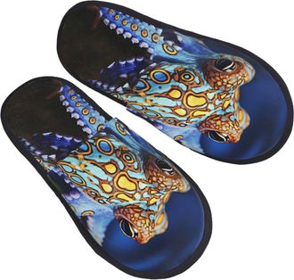 Generic Hotel Slippers Blue Ringed Octoplus Cozy House Slippers Non-Slip Indoor Shoes For Indoor Bedroom Holiday L