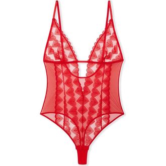 Etam Desire Rouge Cotton Bodysuit in Red at Nordstrom, Size Medium