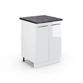 Vicco Mueble Bajo De Cocina Fame-line, Blanco Alto Brillo, 60 Cm, Et Antracita Vicco