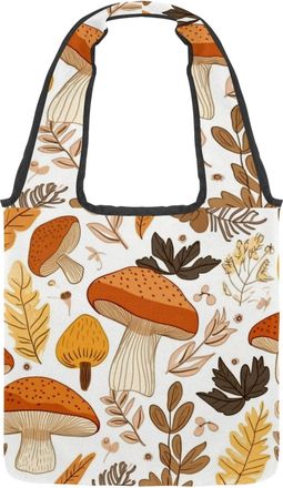 Generic Yellow Mushroom Pattern (5) Reversible Canvas Shoulder Tote - Double-Sided Print, 12oz Cotton, 27cm Drop, Fold-Flat Bag for Travel, Shopping, Street O