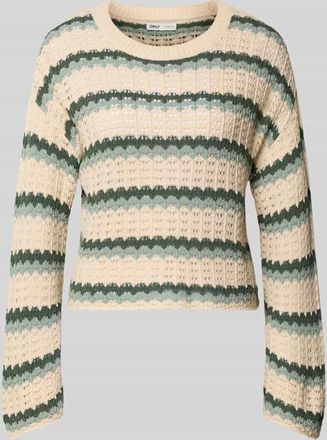 Only Regular Fit Strickpullover aus Baumwoll-Mix Modell ASA in Schilf, Gr&ouml;&szlig;e XL