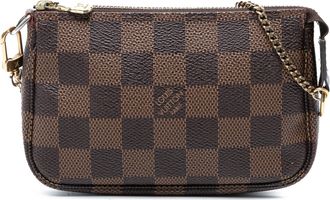 Louis Vuitton Pre-owned Womens Damier Ebene Mini Pochette Accessoires - Dark Brown Textile - One Size