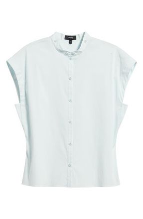 Theory Good Sleeveless Button-Up Shirt in Pale Blue - G48 at Nordstrom, Size X-Large