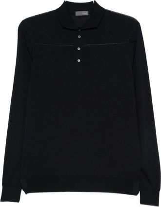 Drumohr Blue Merino Wool Polo