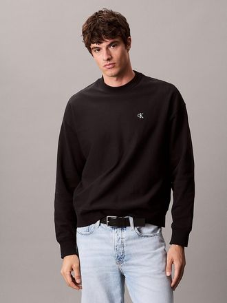 Calvin Klein Jeans Calvin Klein Mens Premium Terry Relaxed Sweatshirt - Black - 2XL