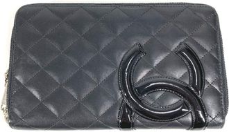 Chanel Cambon Black Pink Leather Long Wallet (Bi-Fold) (Pre-Owned)