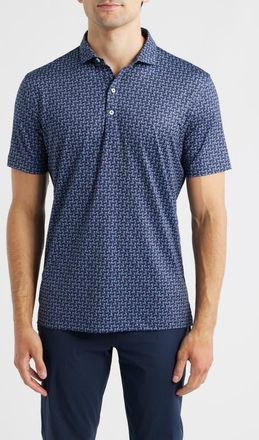 Johnnie-O Minty Cocktail Print Performance Jersey Polo in Navy at Nordstrom, Size X-Large