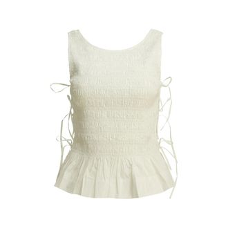 Ganni Shirred Side-tie Top
