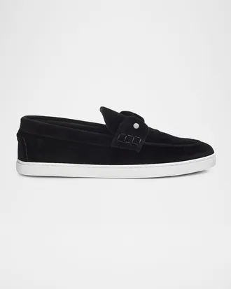 Christian Louboutin Men & apos;s Chambeliboat Night Strass Velvet Boat Shoes