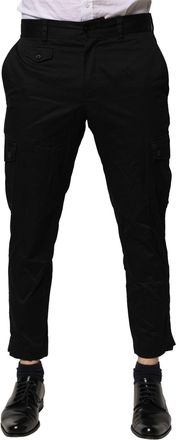 Dolce & Gabbana Black Cotton Dress Slim Formal Mens Pants