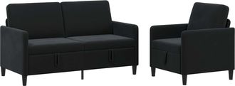 vidaXL Juego De Sof&aacute;s Con Almacenamiento 2 Uds. Negro Poli&eacute;ster Vidaxl