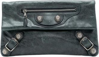 Balenciaga Pre-owned Clutches, female, Green, Size: ONE SIZE Pre-owned Leather Clutch