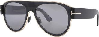 Tom Ford Aviator Full Rim, With A Shiny Black Frame And Smoke Mirror Lens