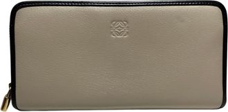 Loewe Beige Black Leather Long Wallet (Bi-Fold) (Pre-Owned)